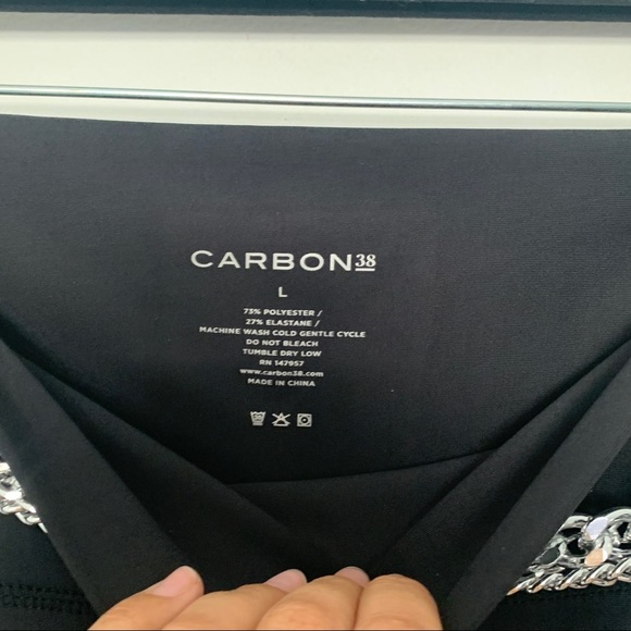 New *RARE* Carbon38 High Rise Full Length Legging With Chain Belt In Black Large - Picture 7 of 10